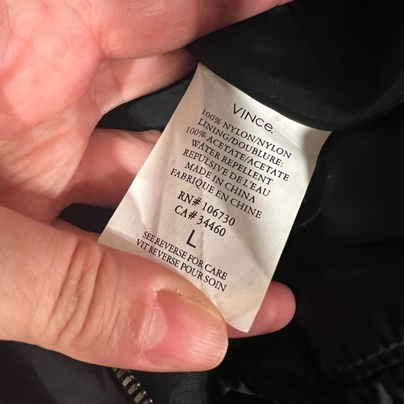 VINCE Knee Length Lightweight Black Zip Up Puffer Jacket Sz L - Picture 5 of 8